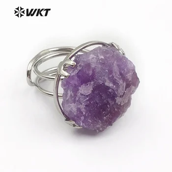 WT-R313 търговия на едро мода ангел кварцов пръстен за жени подарък естествен кристал колоритен дух със сребърен цвят