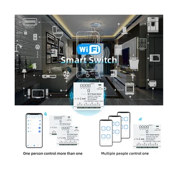 4CH EWeLink WiFi интелигентен превключвател + RF433 дистанционно 85-265V 2.4G WiFi Smartlife модул за домашна автоматизация за IFTT Alexa Google Home