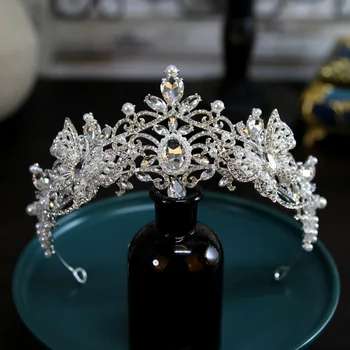 2023 Нова барокова булка корона шапки пеперуда рожден ден корона европейски ретро сватбена рокля бижута корони за жени