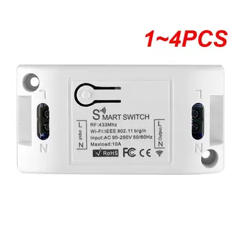  1 ~ 4PCS RF 433 220V приемник Smart Home Wifi безжично дистанционно управление Led Light Switch Smart Life / Tuya APP Работи с