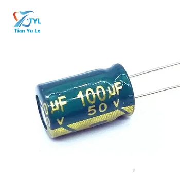 20Pcs/lot Hoge Frequentie Lage Impedantie 50V 100Uf Алуминиев електролизен кондензатор Maat 8*12 100Uf 20%