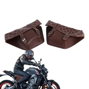 2PCS мотоциклет дисаги странични чанта за инструменти багаж седло чанта торбичка универсална кожа за повечето мотоциклети