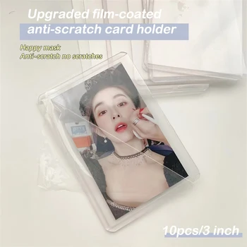 10PCS корейски стил идол фотокарта ръкави ясно анти-надраскване пластмасови събиране притежателя DIY Goo карта комплект прозрачен сгъсти капак