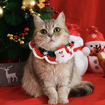 Регулируем домашен любимец Коледа плетена врата мека сладка вълнена яка яка шал украшение за котки аксесоари фестивал подарък