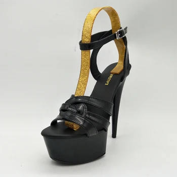 LAIJIANJINXIA Нов 15CM / 6inches PU горен модел секси екзотични висок ток платформа парти жени сандали полюс танц обувки H048
