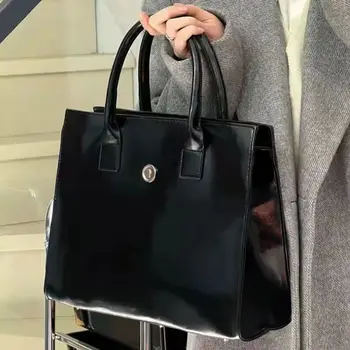 Жените голям капацитет голяма пазарска чанта универсален PU чанта едно рамо Crossbody чанти чанта черно бяло пътуване чанти