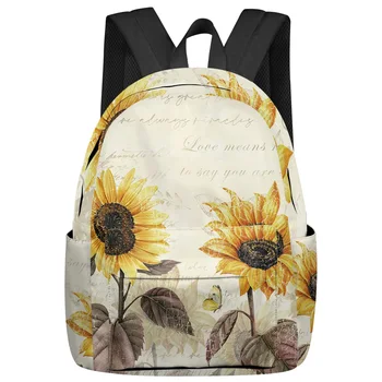 Реколта цветя пеперуди слънчоглед раница училище чанти за тийнейджъри студенти лаптоп чанта жените случайни пътуване раница